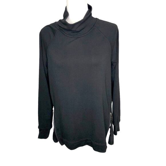 Workshop Republic Black Mock Turtleneck  Tunic Sweatshirt with Zippers - Picture 3 of 11